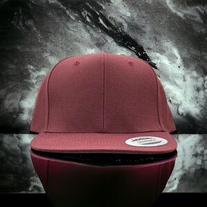 NEW Authentic Yupoong Burgundy Blank SnapBack Hat Green Bottom Work Baseball Cap